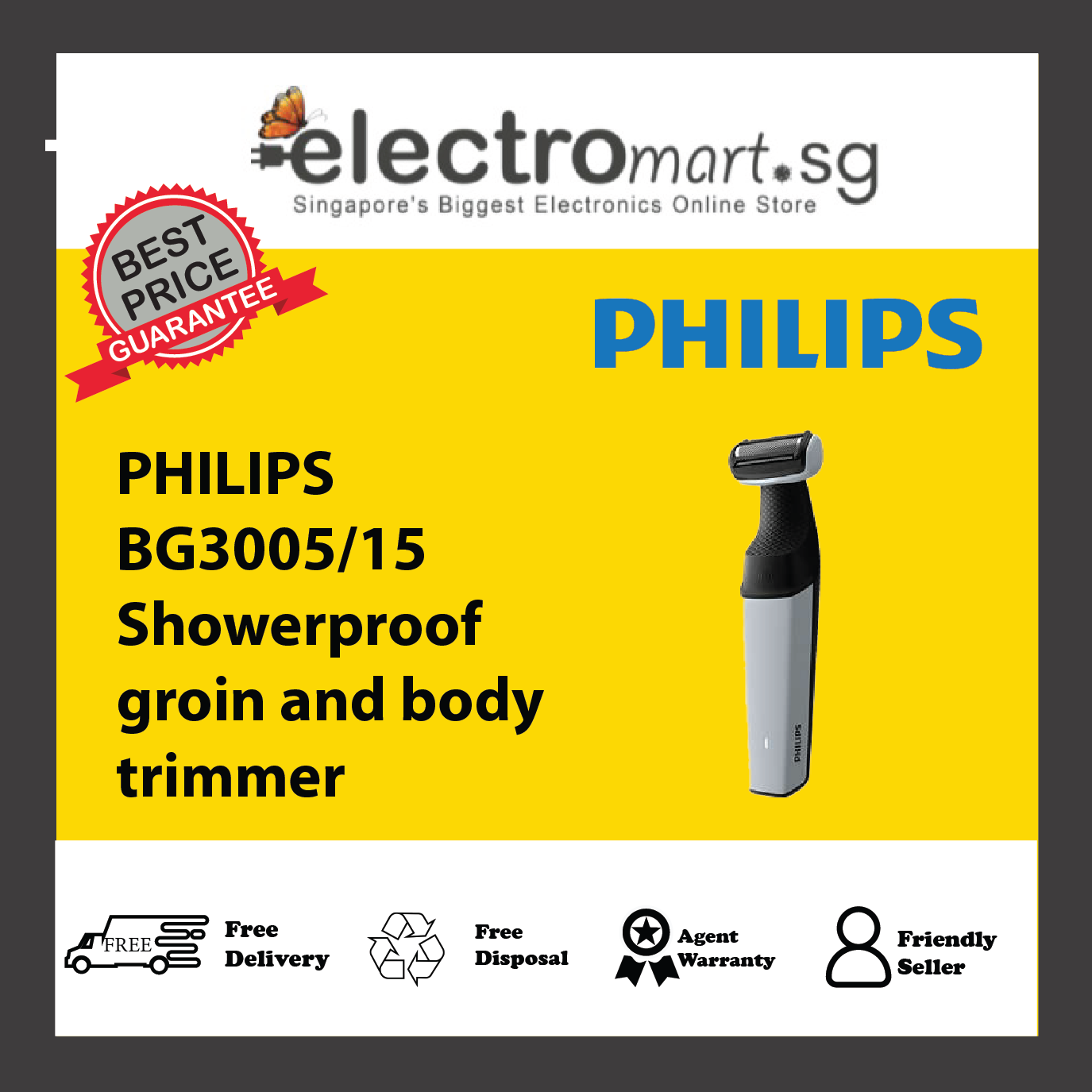 PHILIPS BG3005/15 Showerproof  groin and body  trimmer