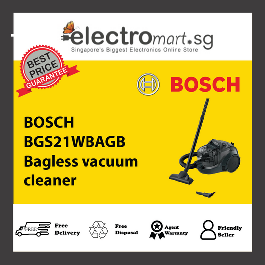 BOSCH BGS 21WBAGB BAGLESS VACUUM CLEANER - BLACK
