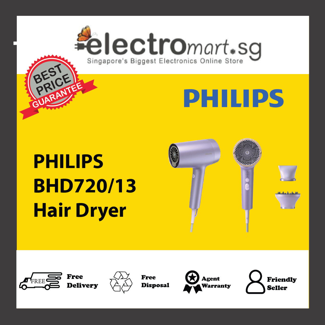 PHILIPS BHD720/13 Hair Dryer