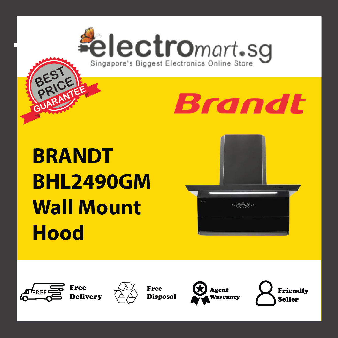 BRANDT BHL2490GM Wall Mount Hood
