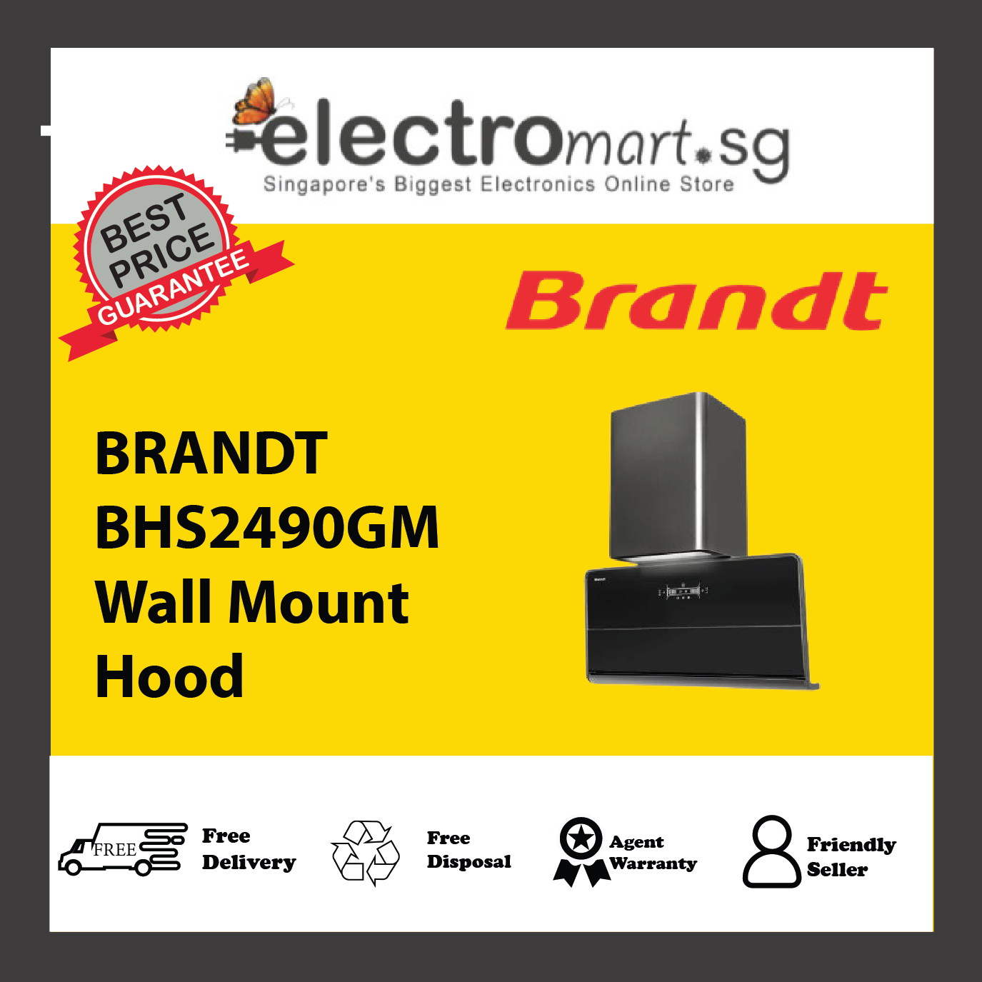 BRANDT BHS2490GM Wall Mount Hood