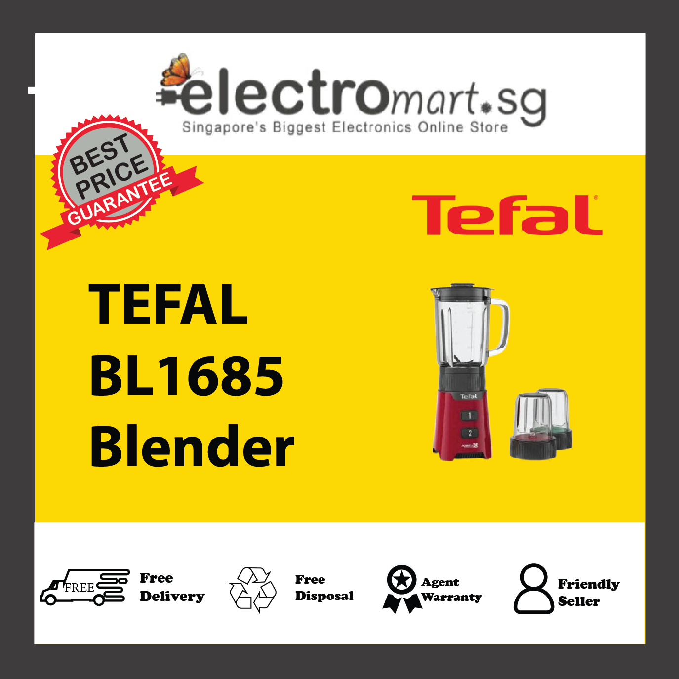 TEFAL BL1685 MiniMix Glass Personal Blender