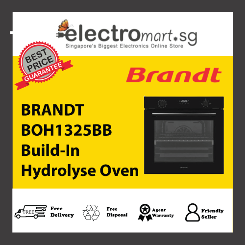 BRANDT BOH1325BB Hydrolysis Wall Oven-10 Functions 60cm