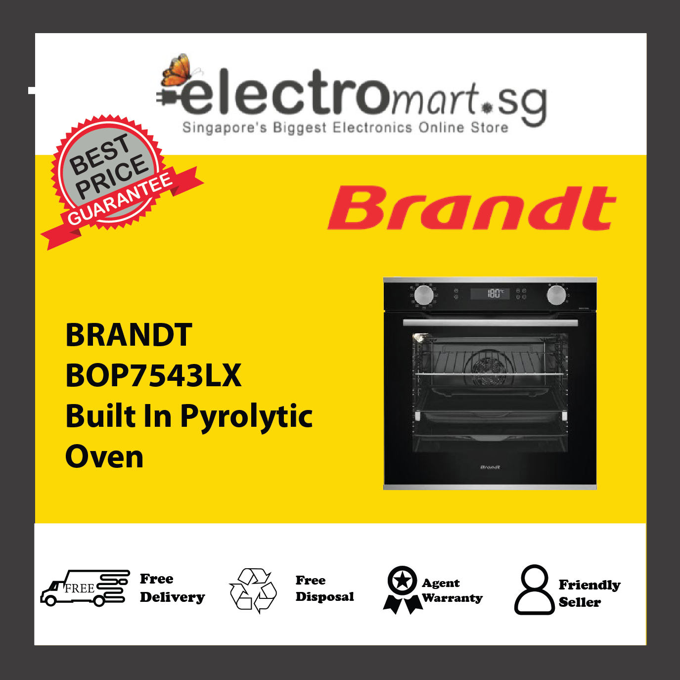 BRANDT BOP7543LX Built In Pyrolytic  Oven