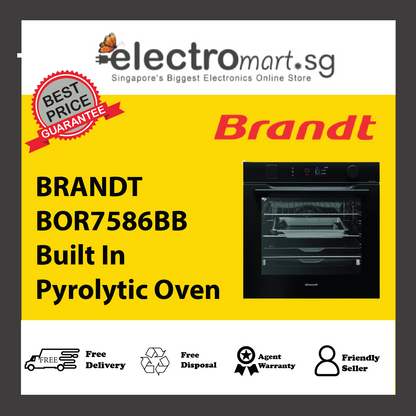 Brandt BOR7586BB Built In Pyrolytic Oven - Black