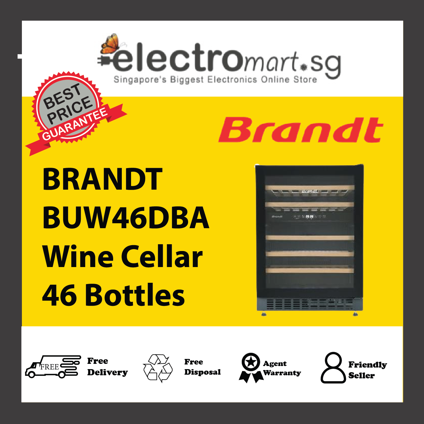 BRANDT BUW46DBA Wine Cellar 46 Bottles