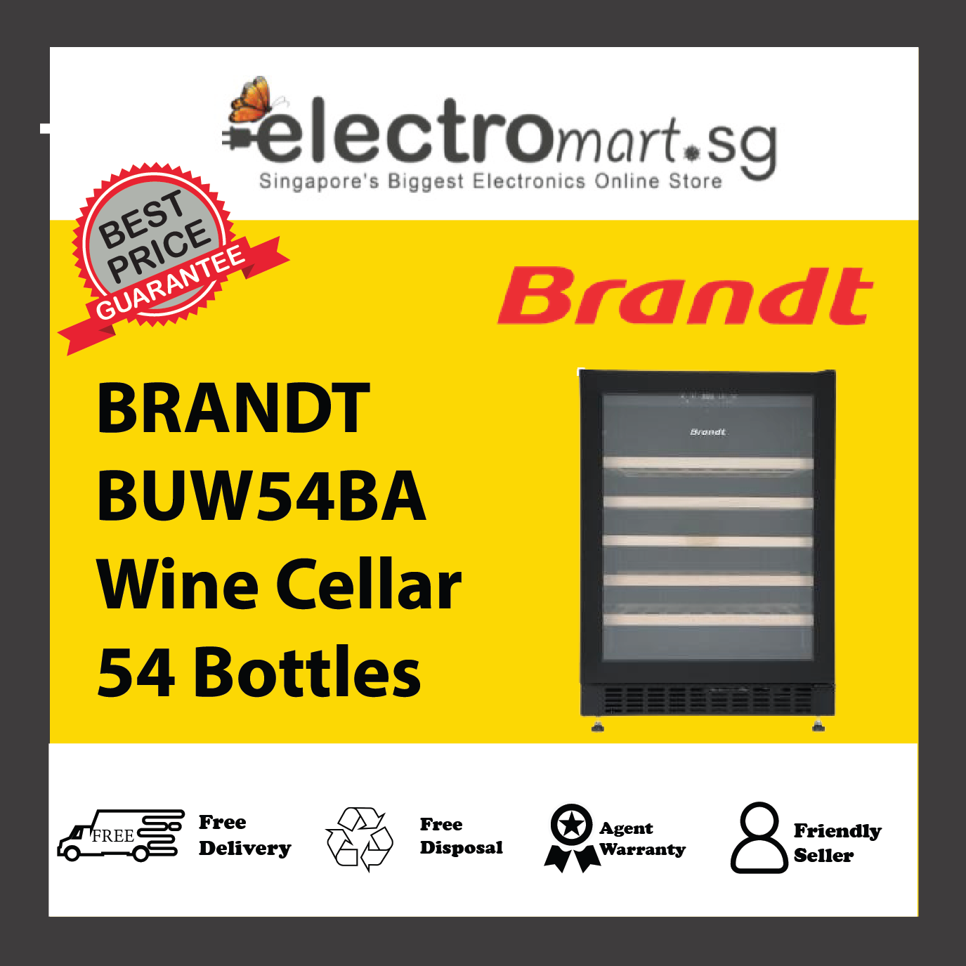 BRANDT BUW54BA Wine Cellar 54 Bottles