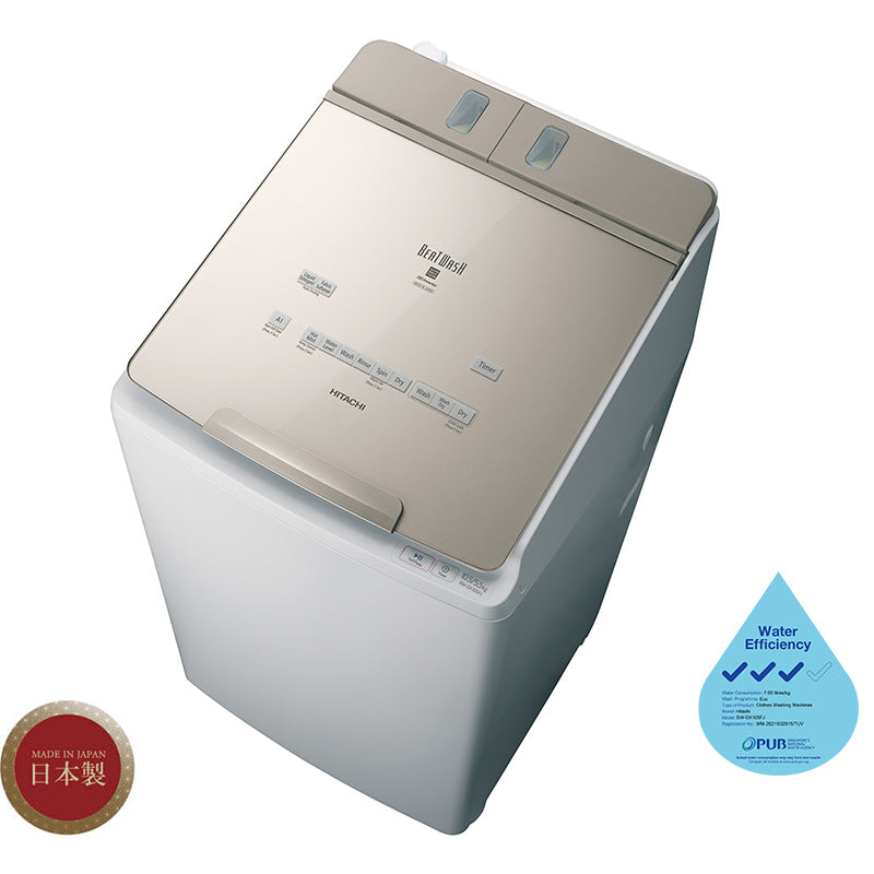 Hitachi BW-DX105FJ 10.5kg/5.5kg Top Loading Washer-Dryer