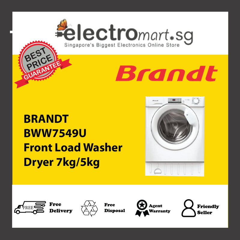 BRANDT BWW7549U Front Load Washer  Dryer 7kg/5kg