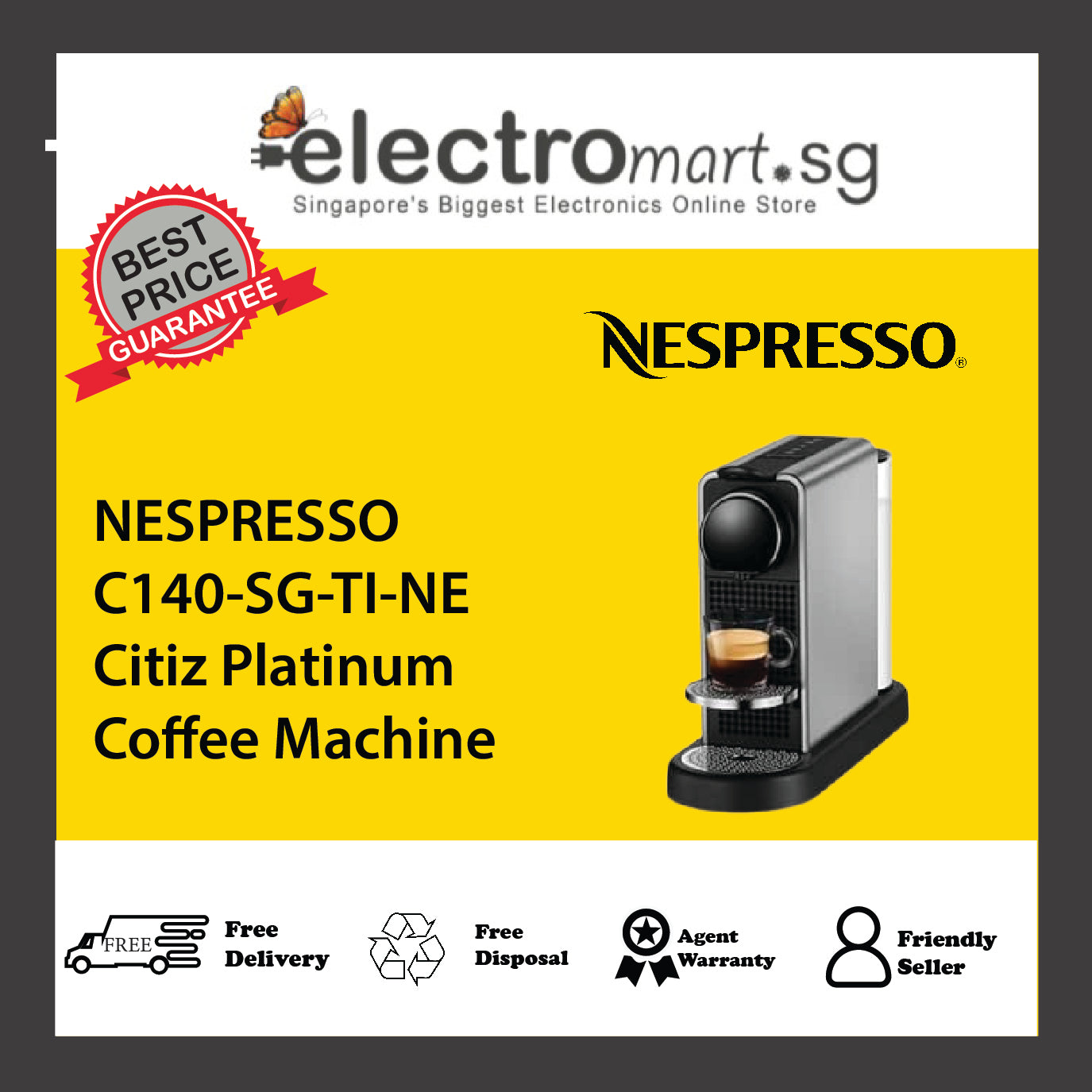 NESPRESSO C140-SG-TI-NE Citiz Platinum  Coffee Machine