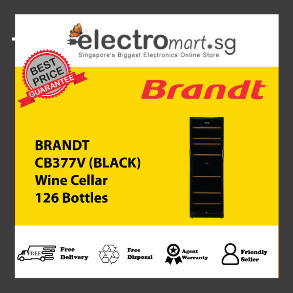 BRANDT CB377V (BLACK) Wine Cellar 126 Bottles
