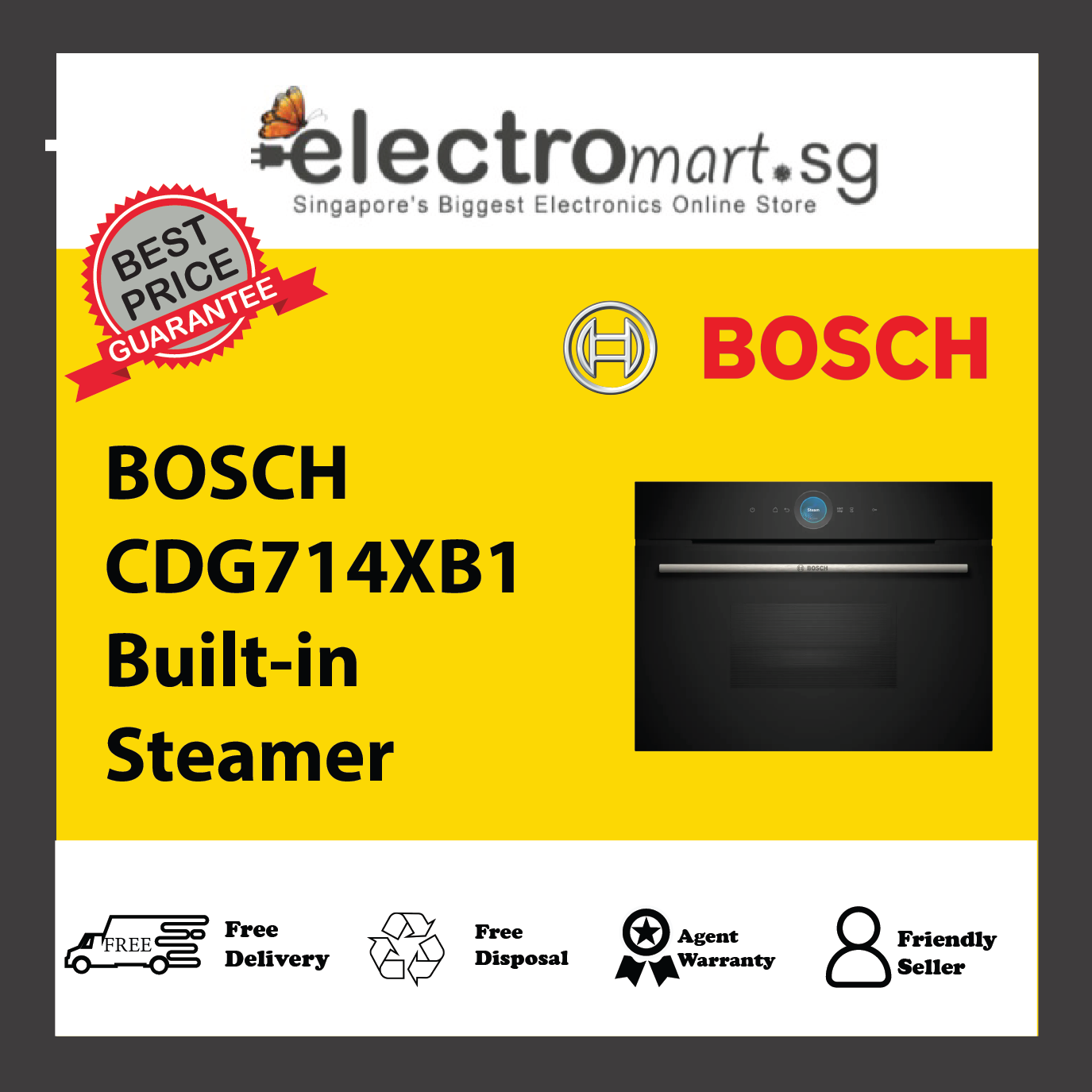 BOSCH CDG714XB1  BUILT-IN 45CM COMPACT STEAM HOME CONNECT (38L)