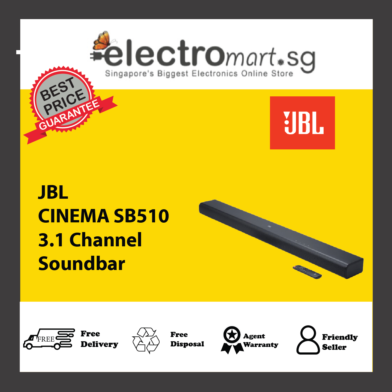JBL CINEMA SB510 3.1 Channel Soundbar with a Built-in Subwoofer