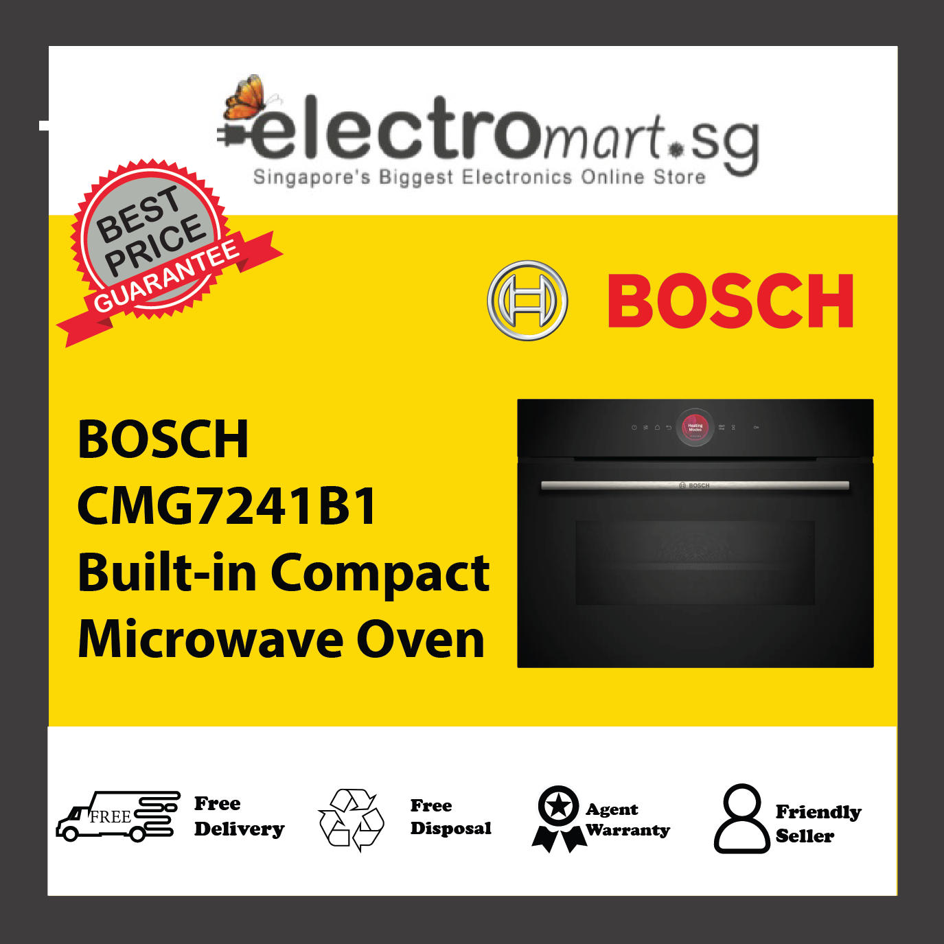 BOSCH CMG7241B1 Series 8 Built-in Compact Microwave Oven 60 x 45cm