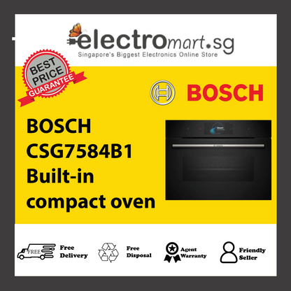 BOSCH CSG7584B1 Series 8 Built-in compact oven with steam function 60 x 45cm