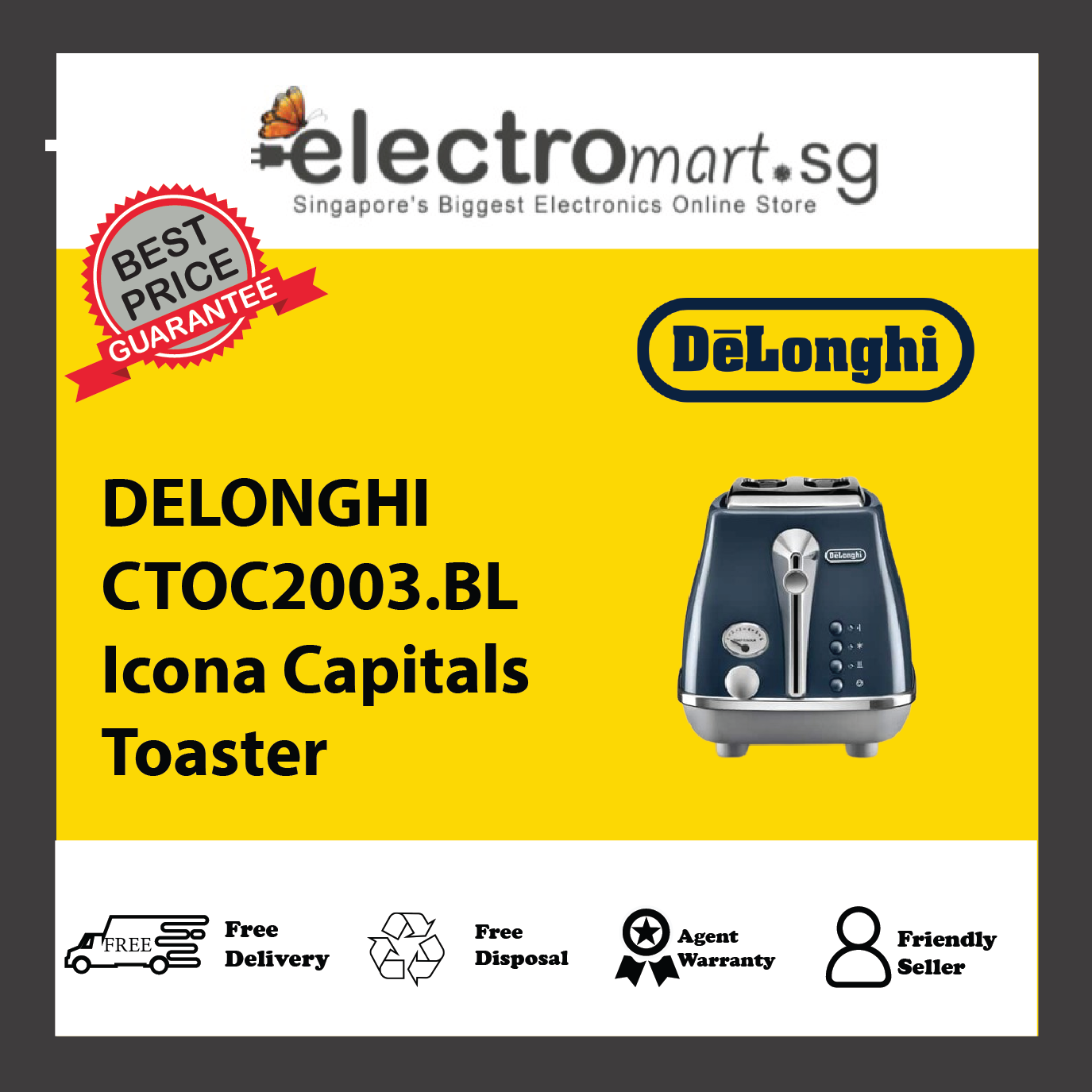 DELONGHI CTOC2003.BL Icona Capitals Toaster