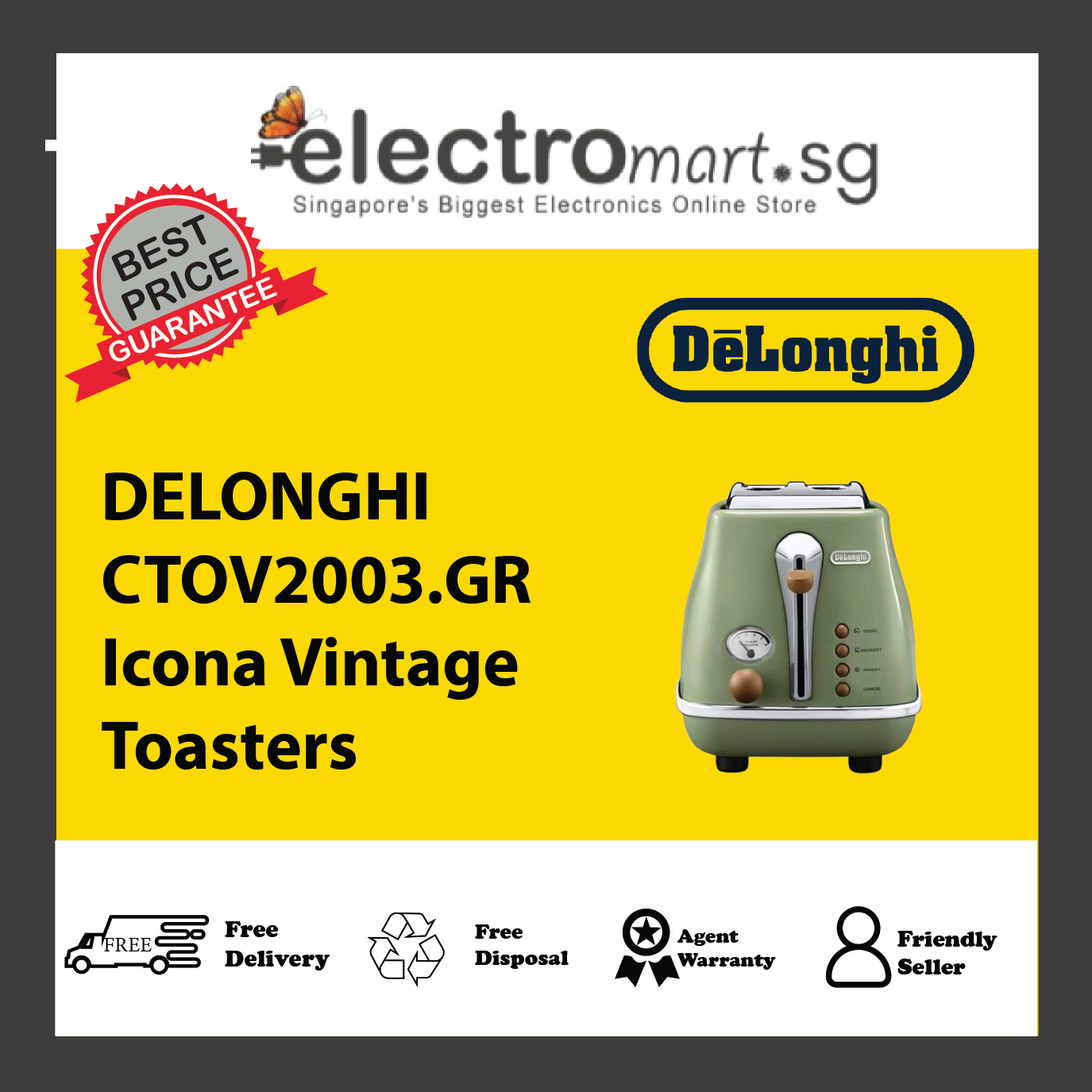 DELONGHI CTOV2003.GR Icona Vintage Toasters