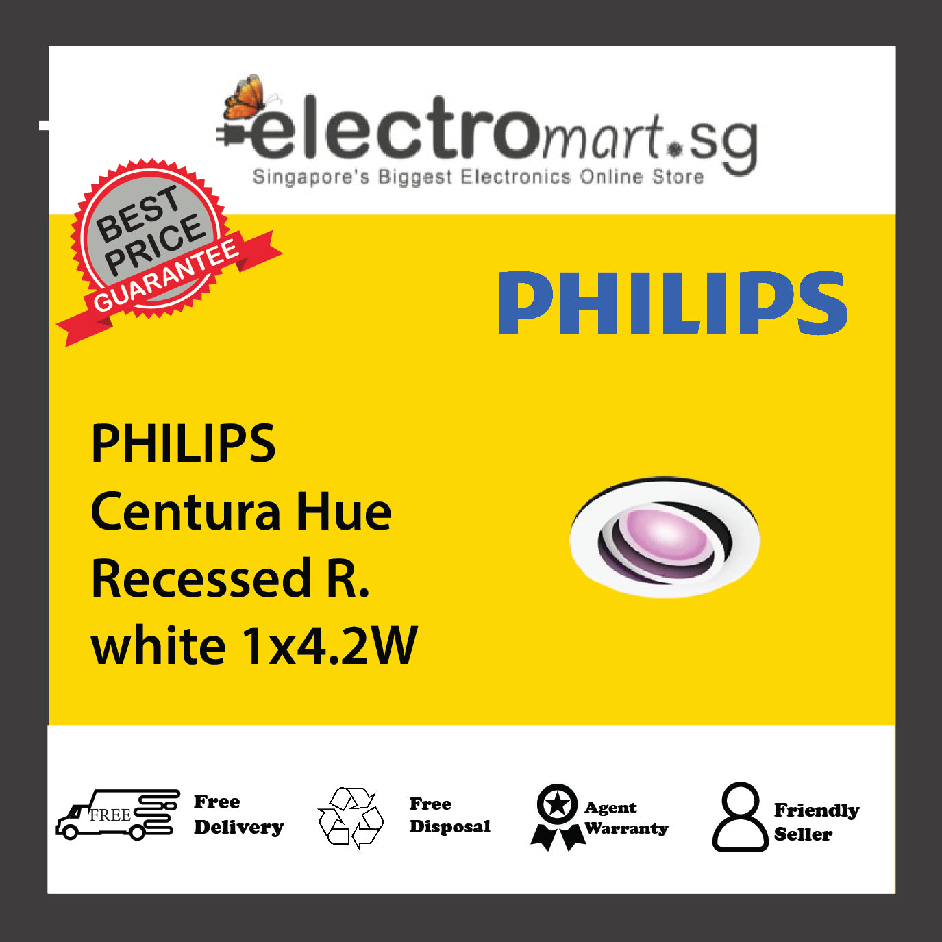 PHILIPS Centura Hue Recessed R. white 1x4.2W