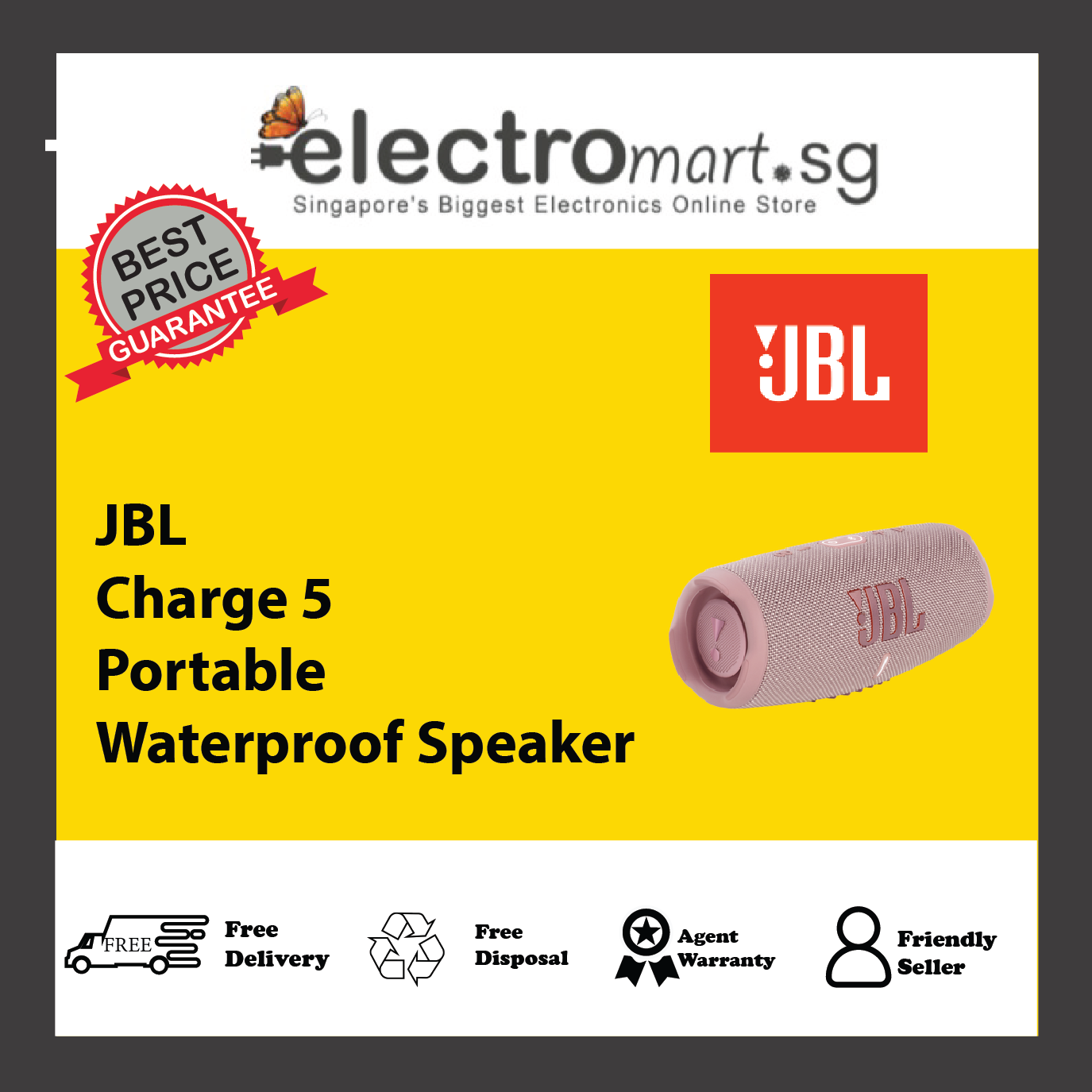 JBL Charge 5 Portable Waterproof Speaker with Powerbank