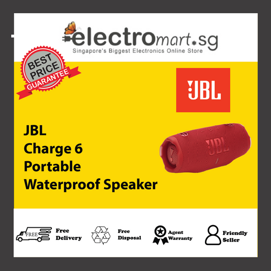 JBL Charge 6 Portable waterproof and drop-proof speaker with bold JBL Pro sound and a removable handle strap.