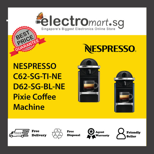 NESPRESSO C62-SG-TI-NE / D62-SG-BL-NE Pixie Coffee Machine