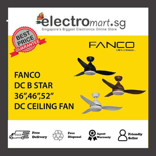 FANCO DC B STAR 36”,46”,52” DC CEILING FAN