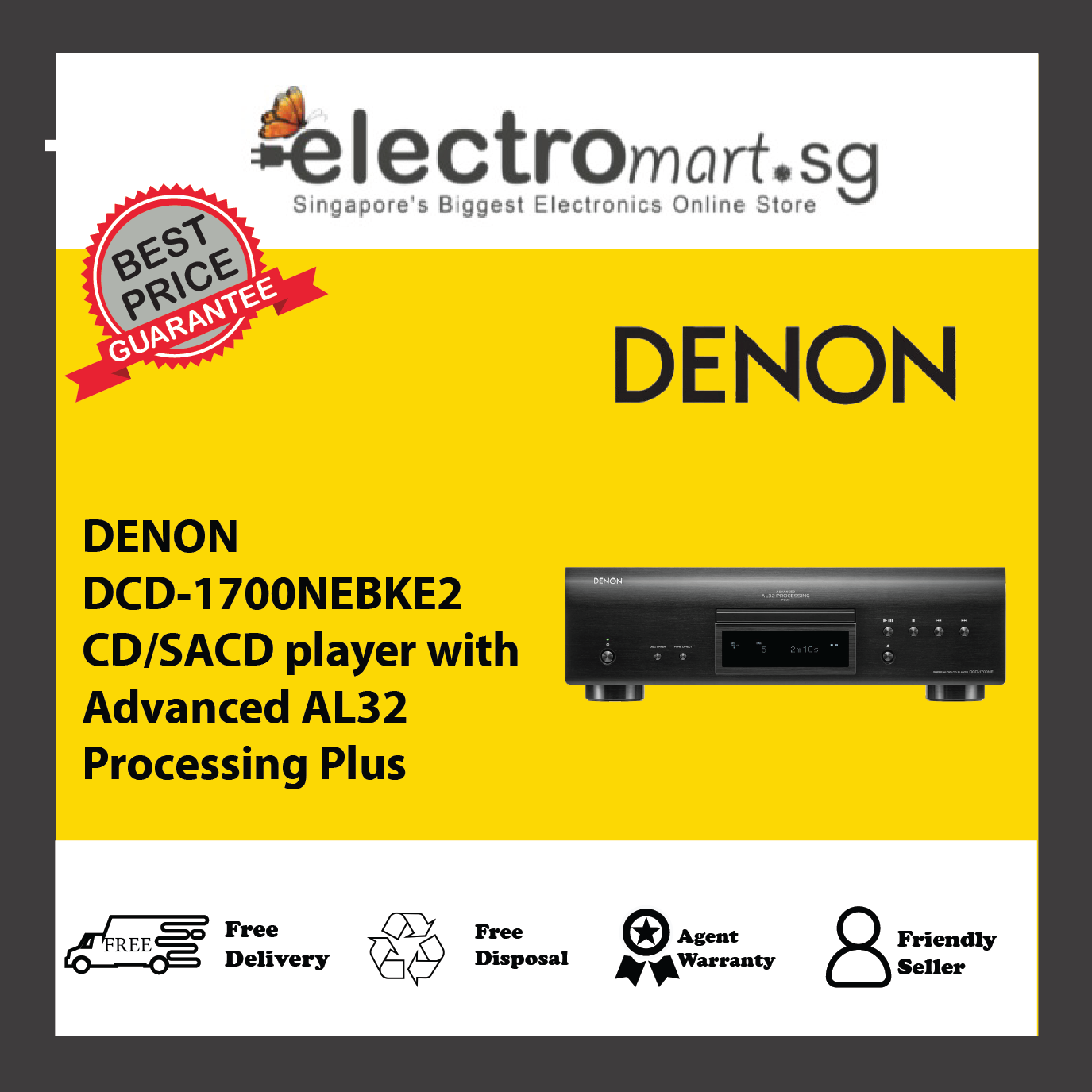 DENON DCD-1700NEBKE2 CD/SACD player with Advanced AL32 Processing Plus