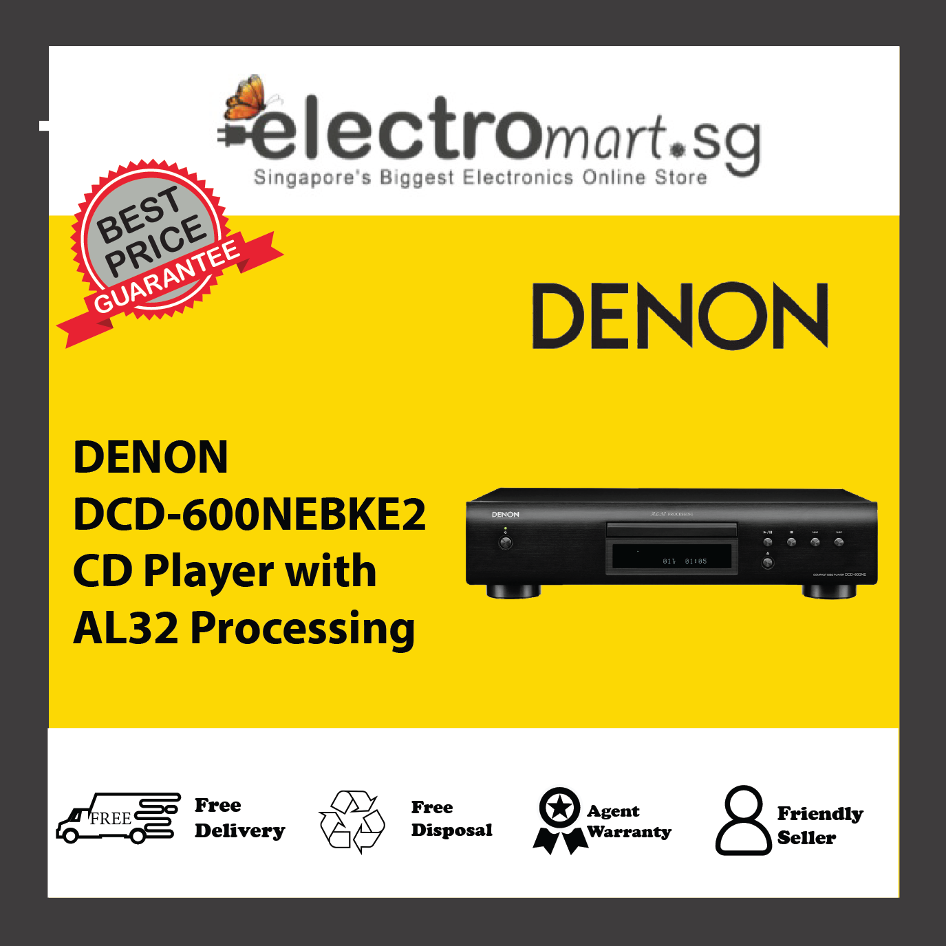 DENON DCD-600NEBKE2 CD Player with AL32 Processing