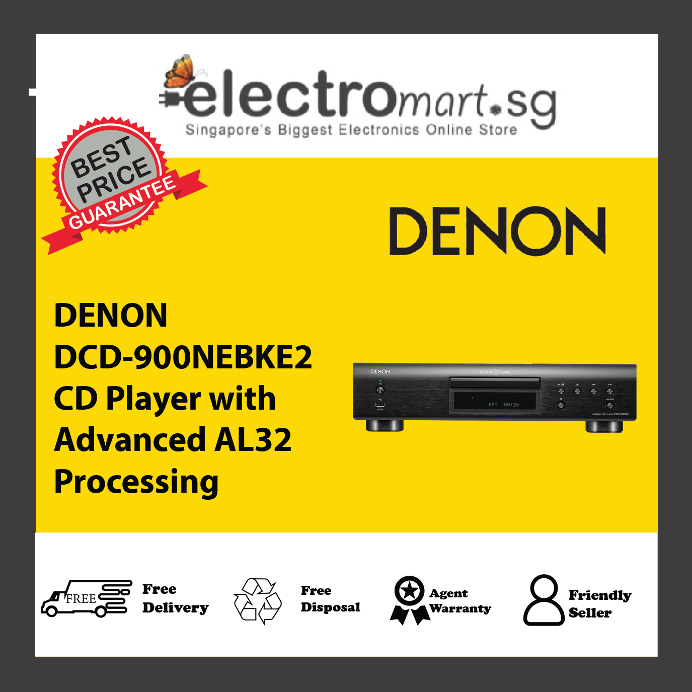 DENON DCD-900NEBKE2 CD Player with Advanced AL32 Processing