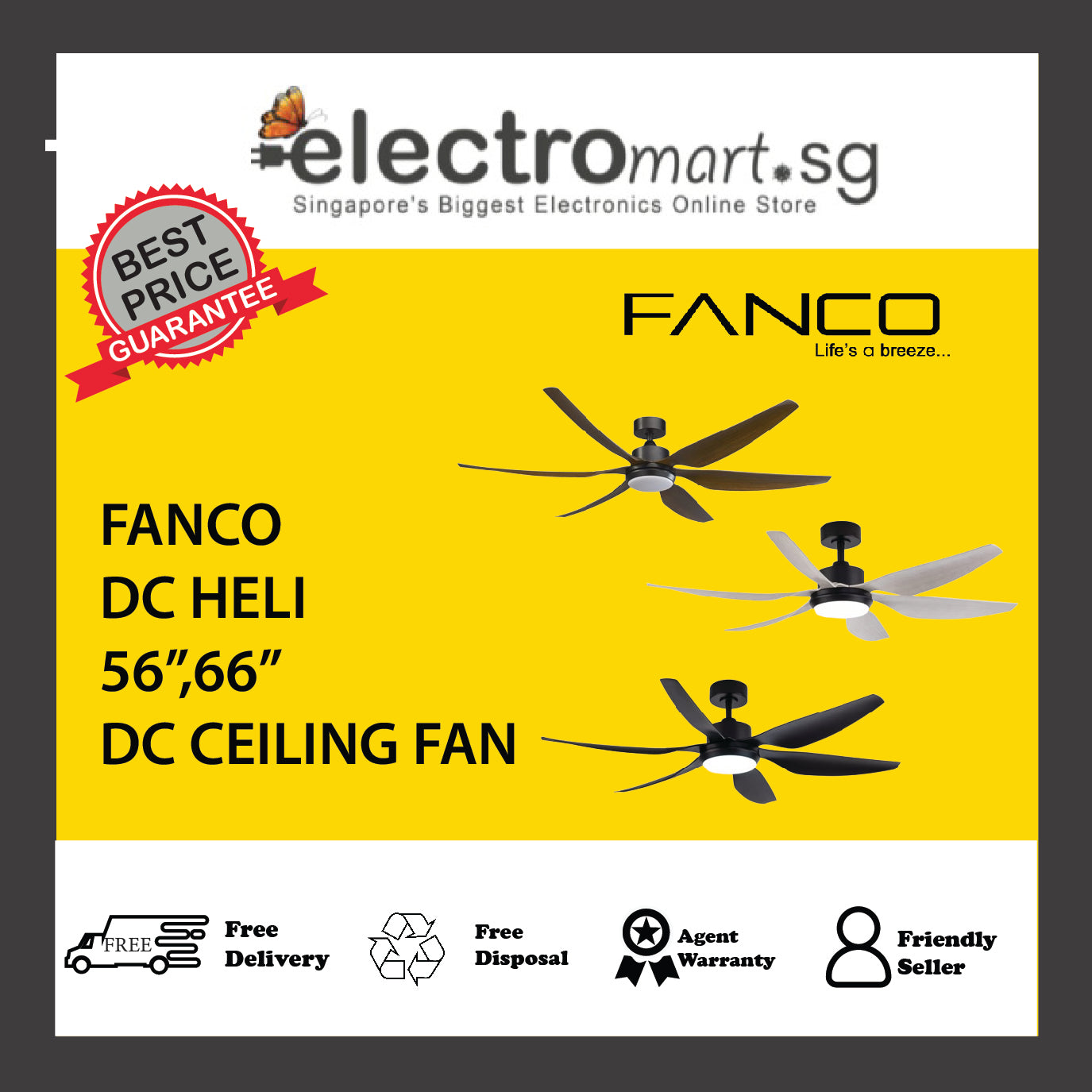 FANCO DC HELI 56”,66” DC CEILING FAN