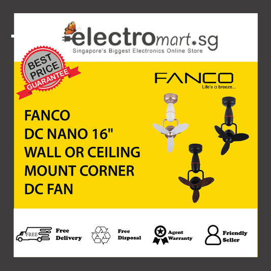 FANCO DC NANO 16" WALL OR CEILING MOUNT CORNER DC FAN
