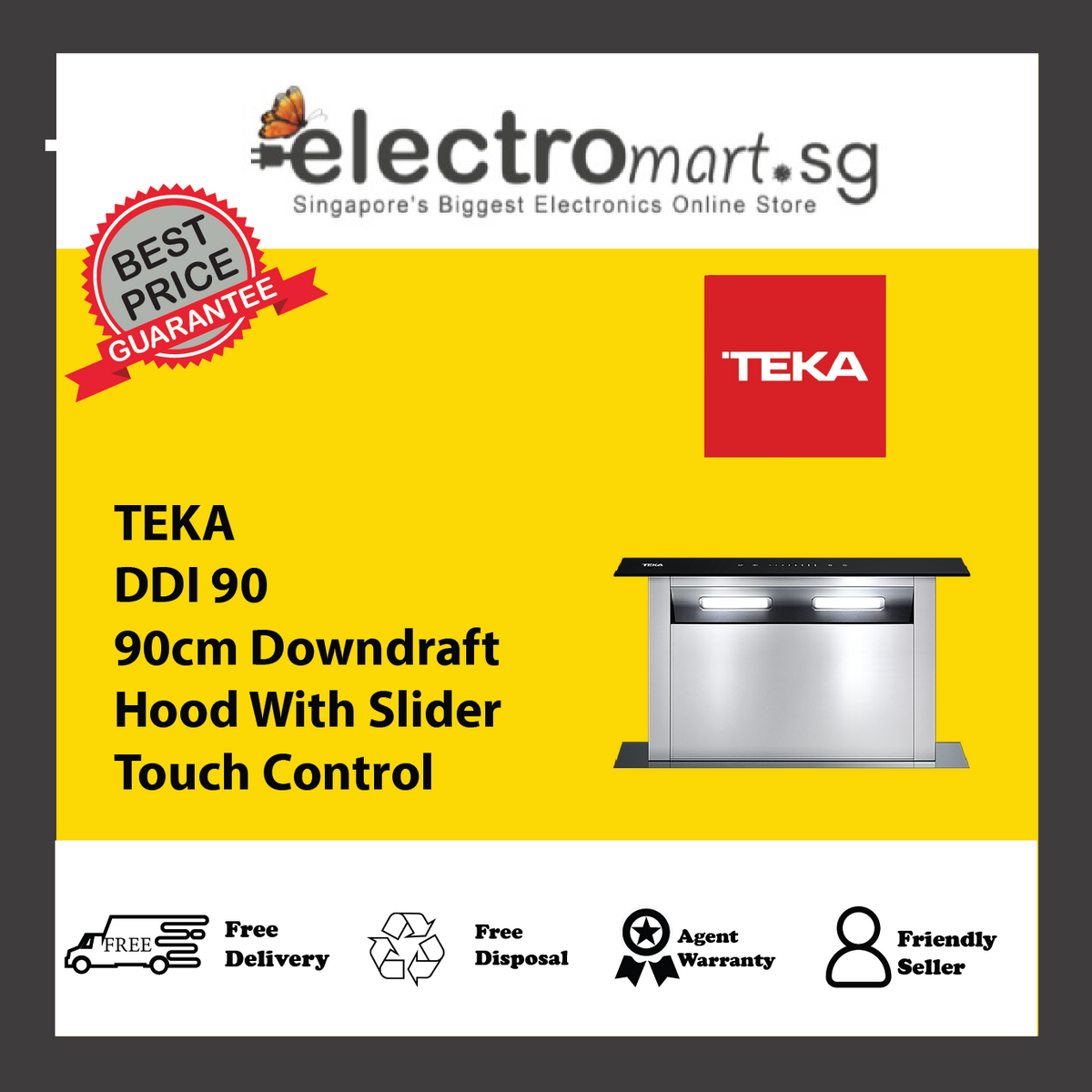 TEKA DDI 90 90cm Downdraft Hood With Slider Touch Control