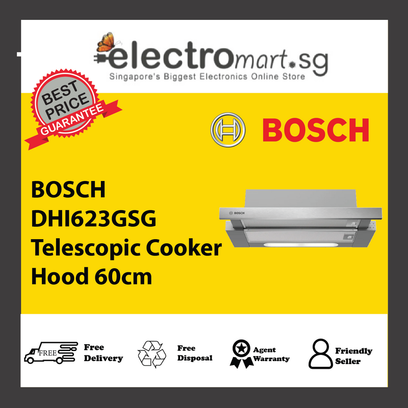 BOSCH DHI623GSG Serie 4 Telescopic Cooker Hood 60cm