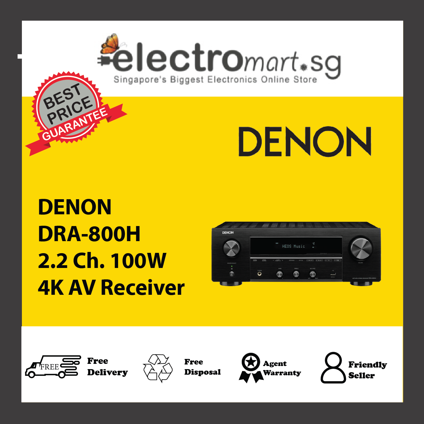 DENON DRA-800H 2.2 Ch. 100W 4K AV Receiver