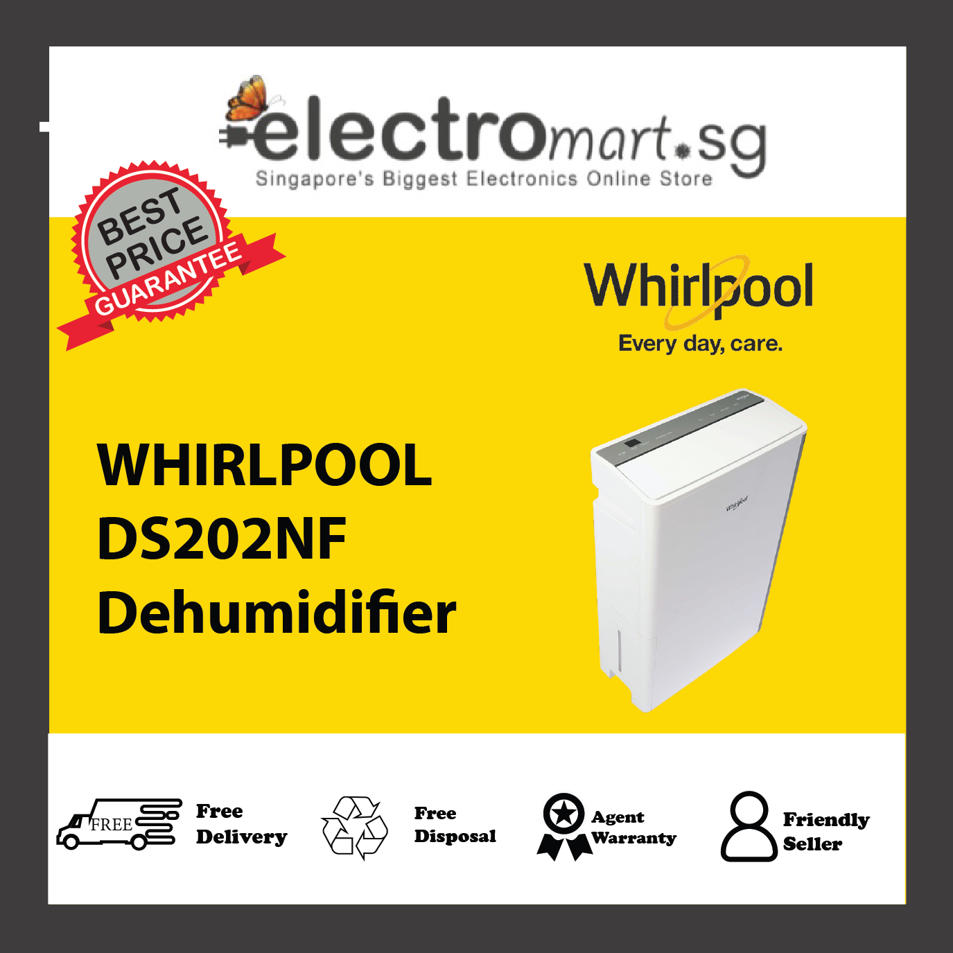WHIRLPOOL DS202NF Dehumidifier 20L