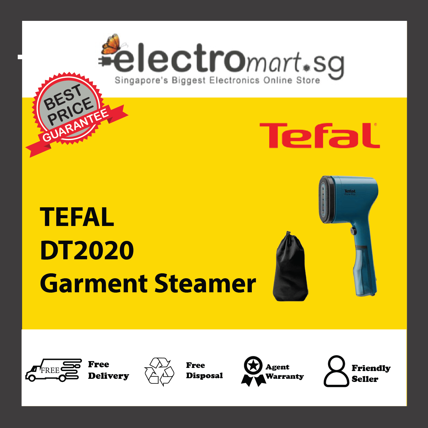 TEFAL DT2020  Pure Pop Handheld Garment Steamer - Blue