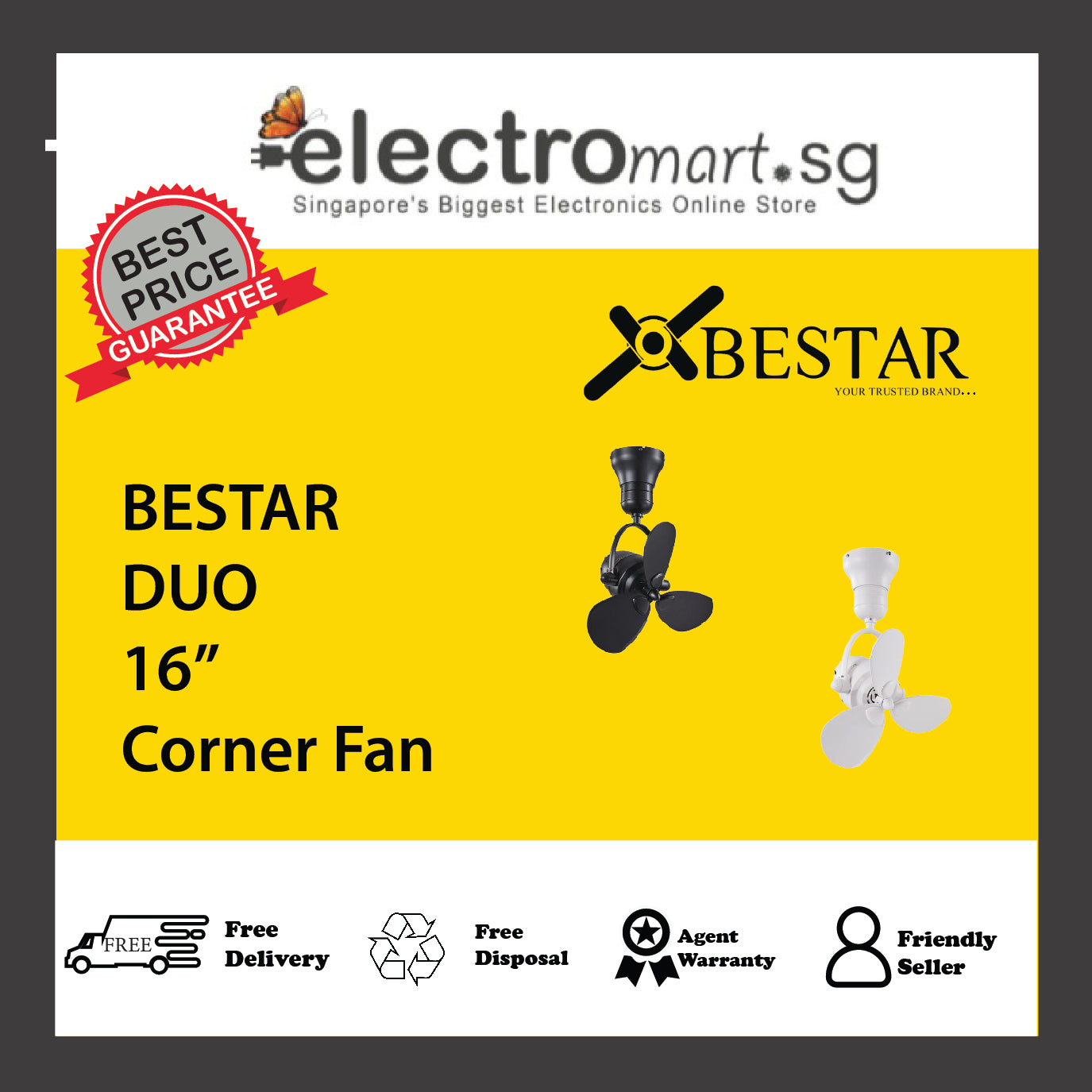 BESTAR DUO 16” Corner Fan