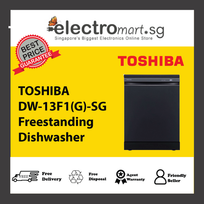 TOSHIBA DW-13F1(G)-SG Freestanding Dishwasher