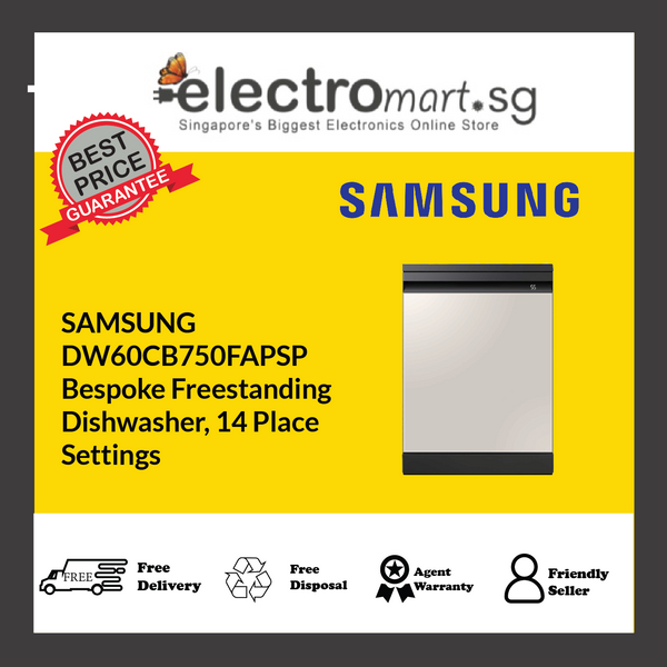 SAMSUNG DW60CB750FAPSP Bespoke Freestanding Dishwasher, 14 Place  Settings
