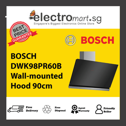 BOSCH DWK98PR60B Series 8 Wall-mounted cooker hood 90 cm clear glass black printed