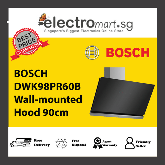 BOSCH DWK98PR60B Series 8 Wall-mounted cooker hood 90 cm clear glass black printed