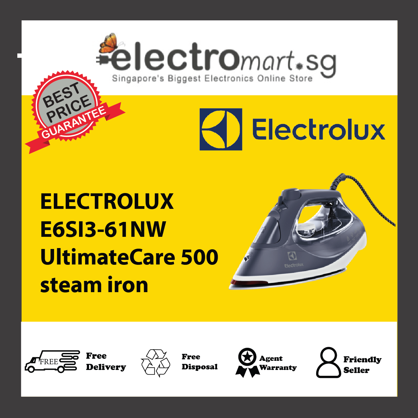 ELECTROLUX E6SI3-61NW UltimateCare 500 steam iron