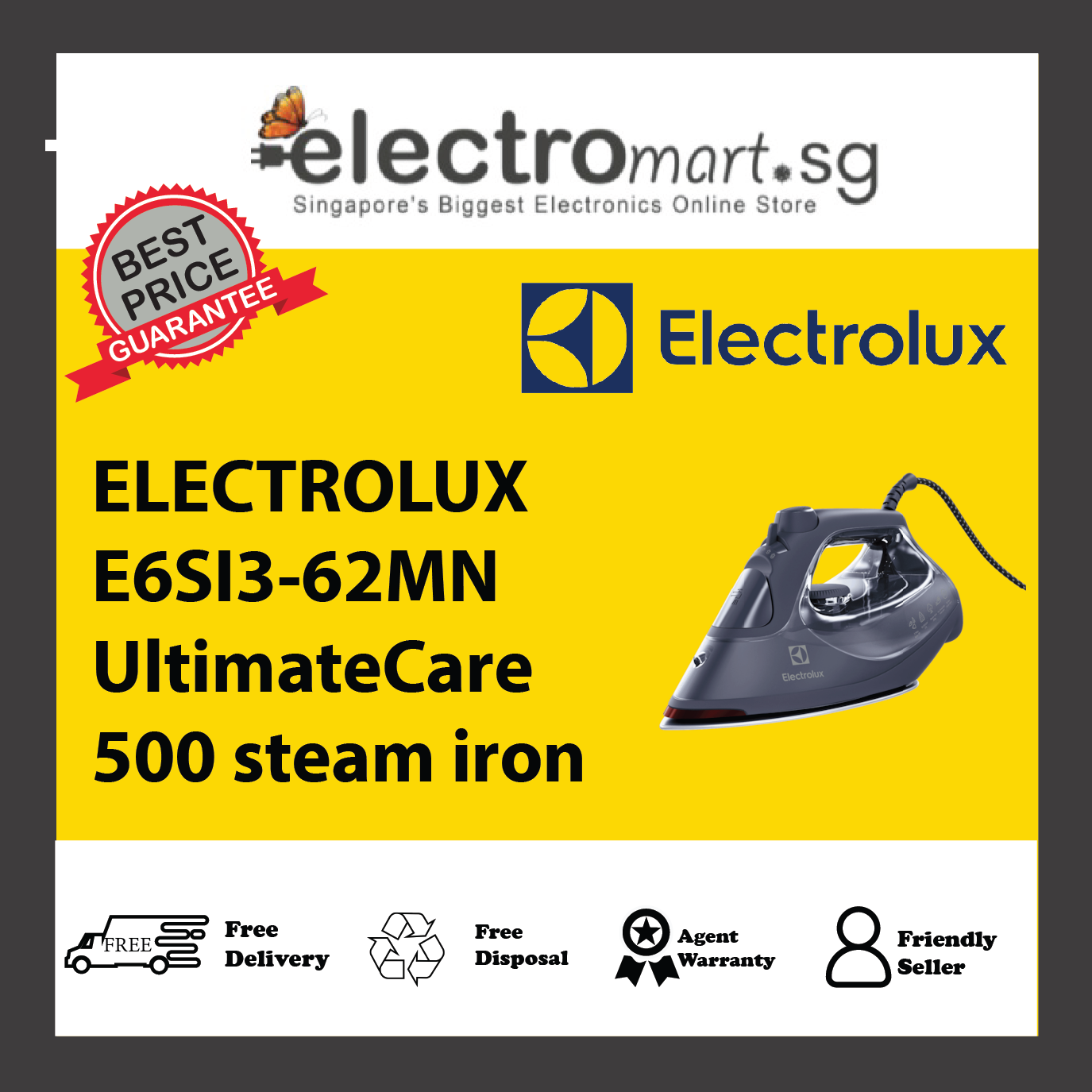 ELECTROLUX E6SI3-62MN UltimateCare 500 steam iron