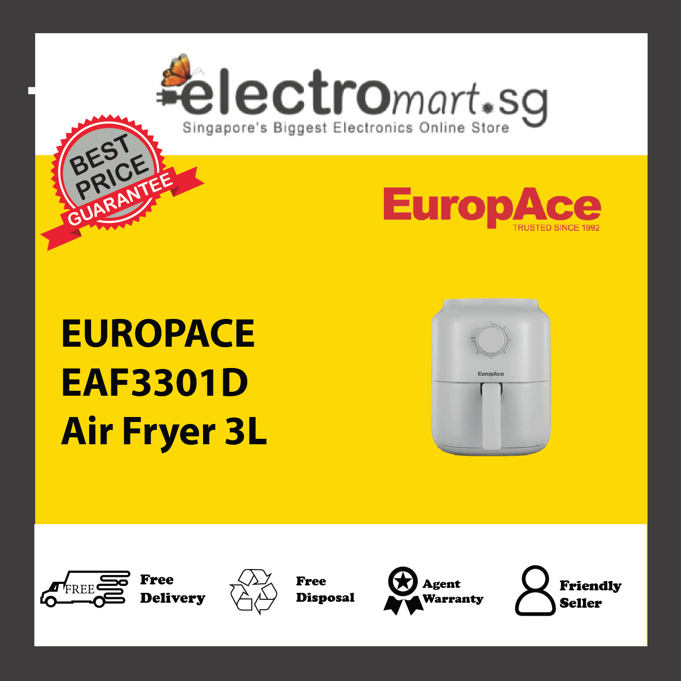 EUROPACE EAF3301D Air Fryer 3L