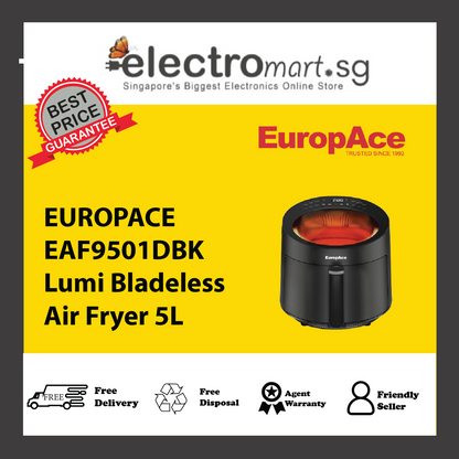 EUROPACE EAF9501DBK Lumi Bladeless Air Fryer 5L