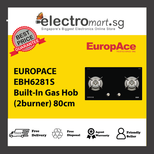 EUROPACE EBH6281S Built-In Gas Hob (2burner) 80cm