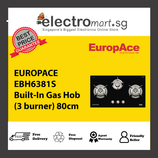 EUROPACE EBH6381S Built-In Gas Hob (3 burner) 80cm