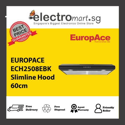 EUROPACE ECH2508EBK Slimline Hood 60cm