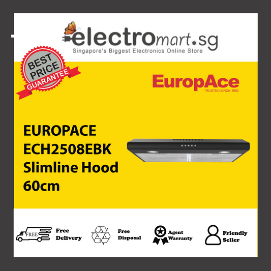 EUROPACE ECH2508EBK Slimline Hood 60cm