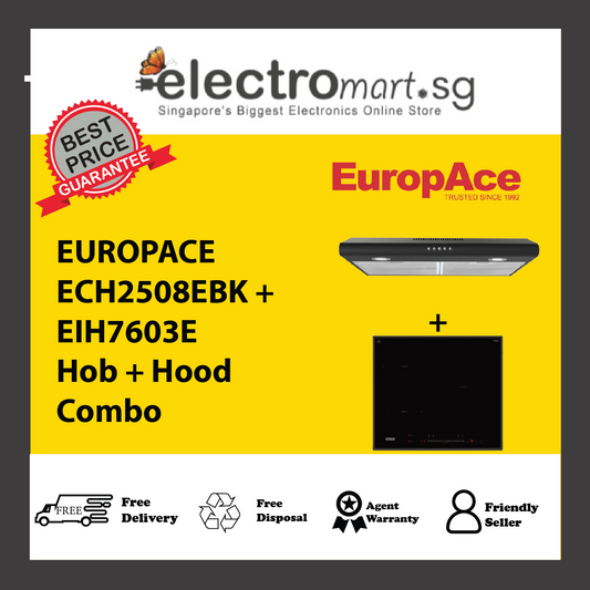 EUROPACE ECH2508EBK + EIH7603E Hob + Hood  Combo
